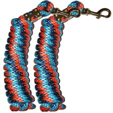Poly Lead Rope Orange/Navy/Sky Blue 5/8" x 9' w/ BP Bolt Snap 2-Pack 18036