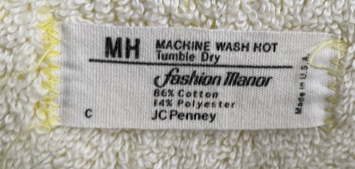 Vintage Badetuch JC Penney hellgelb Mohn Blumen Fransen MCM 70er 70er USA - Bild 11 von 12
