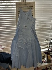 Strapless Gown Prom Formal pageant Blue W Flowers W Scarf Wrap Size 16 Girls