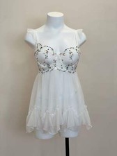 Bridal Lingerie  Women's Nightgown  Floral Embroidered Babydoll Dress