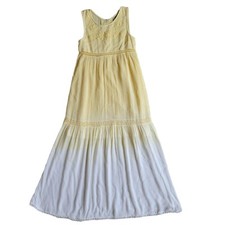 Manor Kids Size 122/128 Yellow White Sleeveless Crochet Tier Lined Girls Dress.