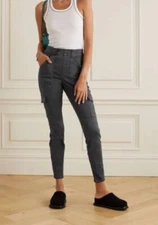 Spanx 20311Q Women's Sz Small Washed Black Stretch Twill Ankle Cargo Pants $128