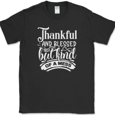 Thankful and Blessed but Kind of a Mess T-Shirt Funny Thanksgiving Tee