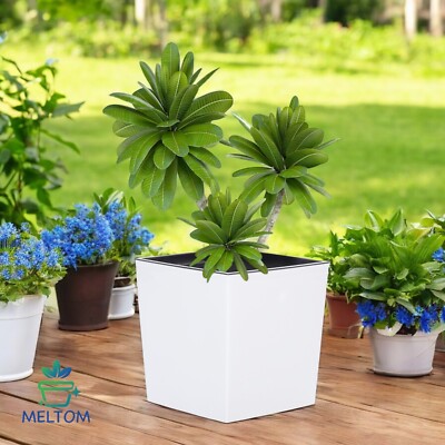 Blumentopf Pflanzkbel Hochglanz mit Einsatz & Bewsserung  Wei XXL |  eBay.de