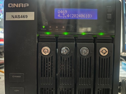 QNAP TS-469 pro with 4-4TB WD Red Pro drives, 16TB total, with power cord