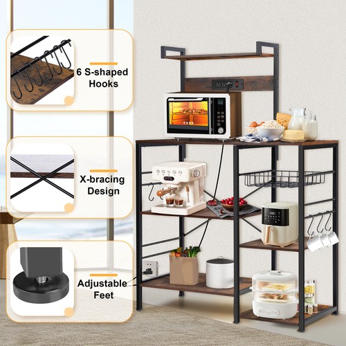 Tierd Microwave Oven Rack Stand Storage Holder Kitchen Corner Shelf Floor Stand - Picture 7 of 8