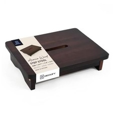 Small Acacia Step Stool for Adults, Non-Slip Bedside 3.5 Inch Rich Walnut