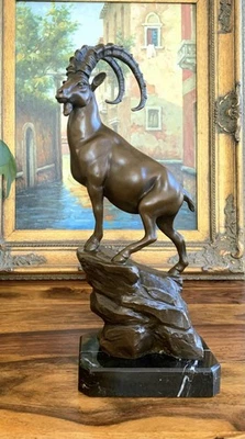 Bronzefigur Steinbock m. Hörner Bronze  Skulptur Figur Tierfigur Ziege  Kunst  - Bild 1 von 4