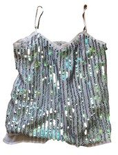 Vintage Next Sequin Cami Top Size 8 Blue and Green Sequins Festival Party