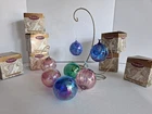 7pc Lot Glass Eye Studio Hand Blown Christmas Ornaments No Stands