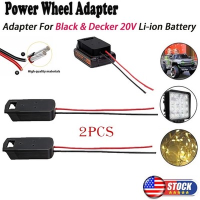 2-Pack DIY Power Wheels Adapter For Black+Decker 20V Lithium-Battery w/14 AWG US