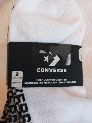 Calze Converse Mezzo Cuscino Quarto 3 Paia Uomo 6-12 Bianco Grigio Nero Mandrini - Foto 3 di 7