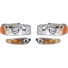 Headlight Kit For 2002-2006 Gmc Sierra 1500 Lh Rh 01-06 Yukon Clear Lens Halogen