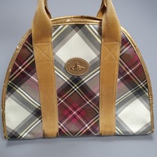 VIVIENNE WESTWOOD Borsa Tartan PVC Pelle Lucida Borsa a Mano Sfera