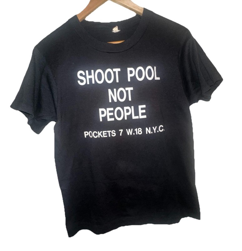 Screen Stars Vintage T Shirt 🎱 “Shoot Pool Not People” POCKETS 7 W.18 N.Y.C. 🎱