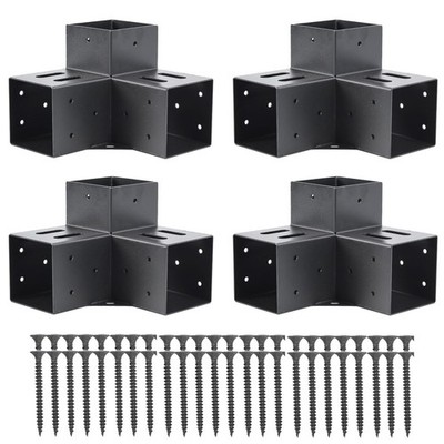 AXWHYS 4x4 Pergola Brackets(Actual:3.6''x3.6'') 3 Way 3-Way Inch, Black 