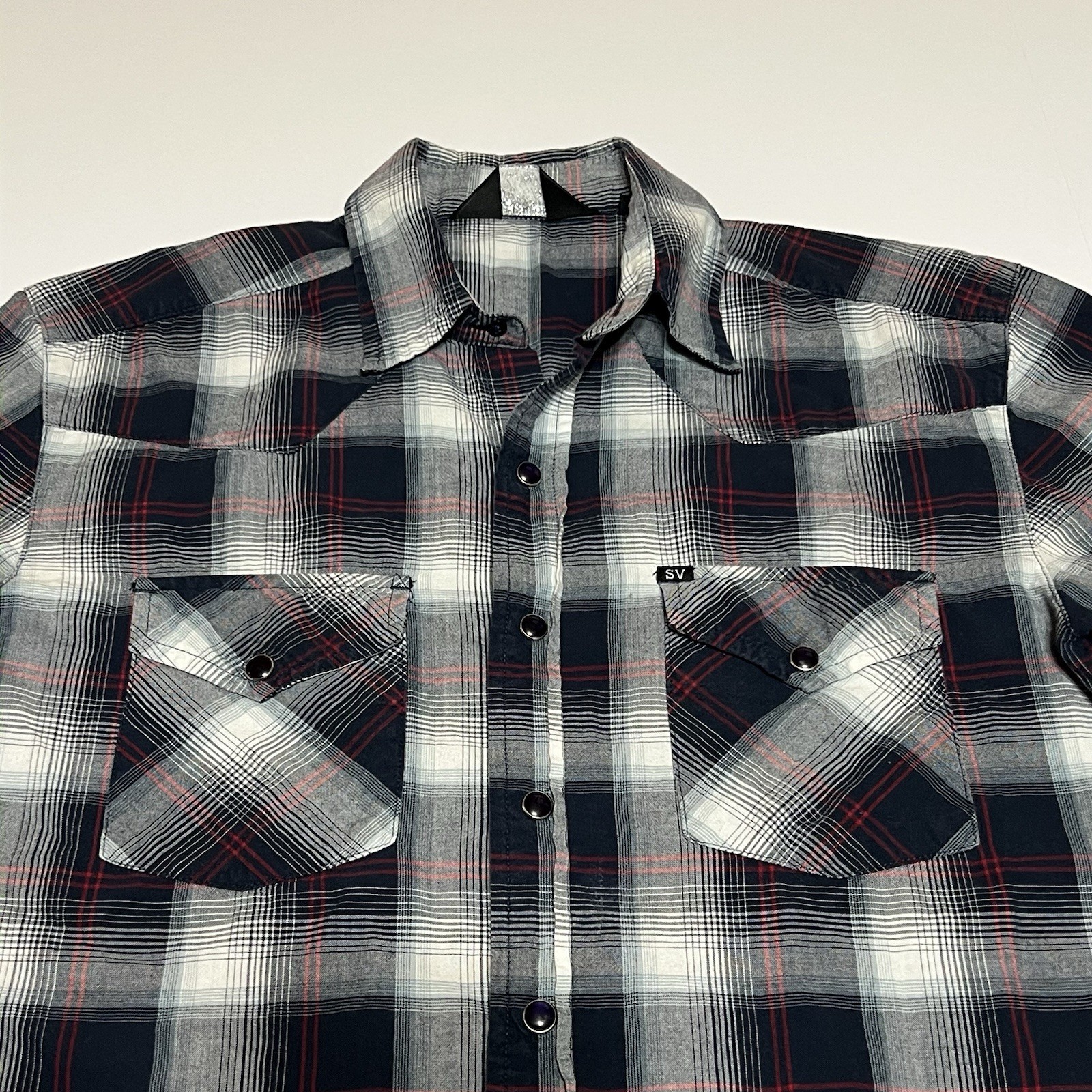 Red Salt Snap Salt Valley Western Shirt Mens Small Pearl Snap Long Sleeve Blue Plaid ...