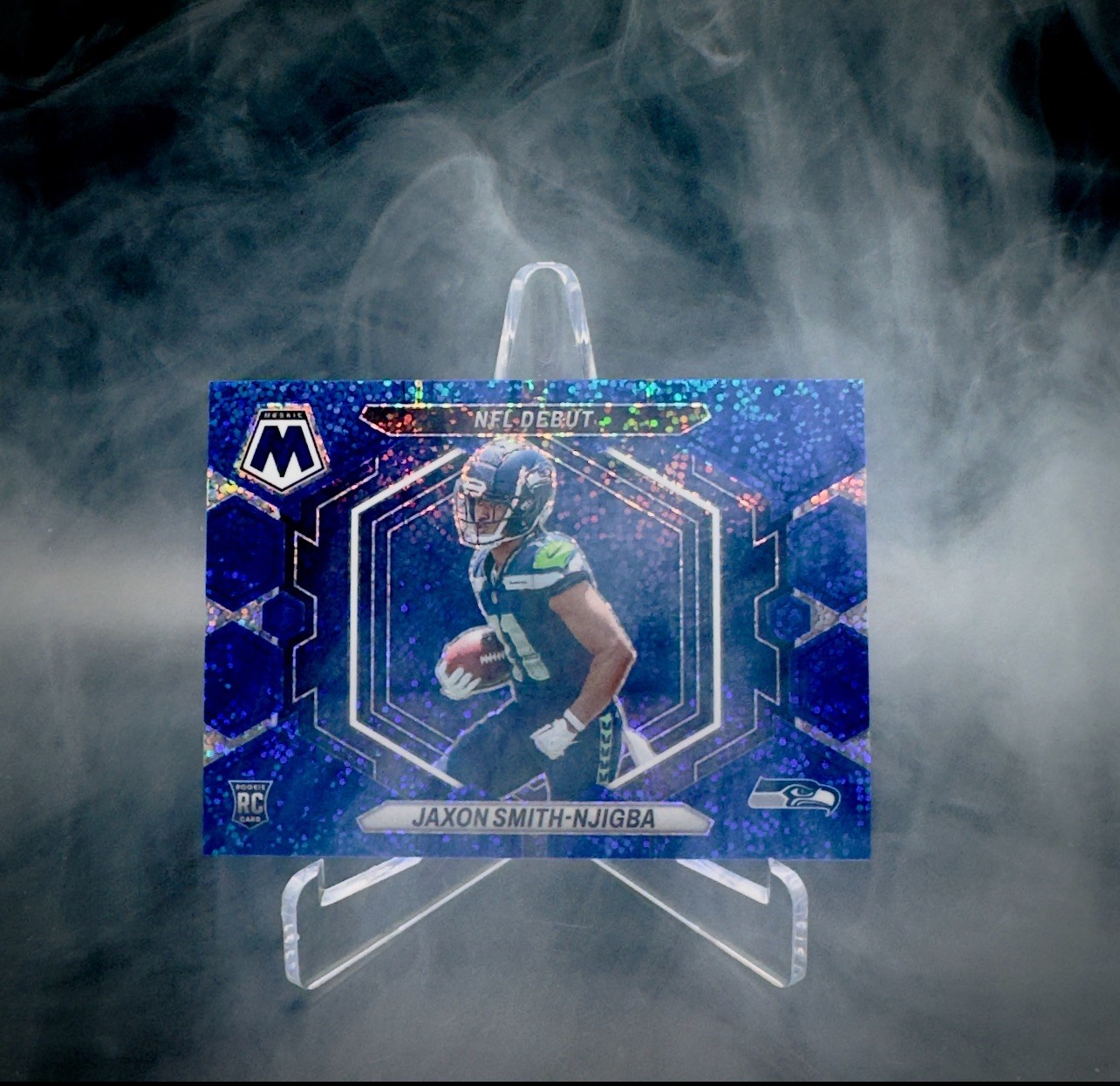 2023 Mosaic Jaxon Smith-Njigba Rookie RC BLUE Sparkle NFL Debut /96 Jersey Match