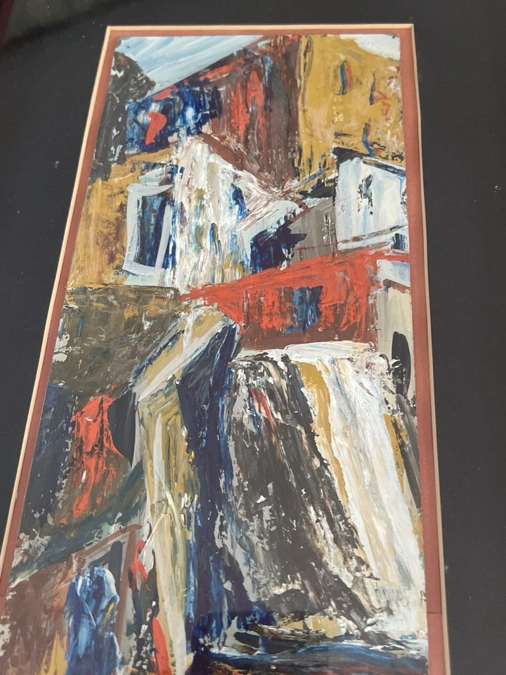 Mid Century Abstract Acrylic 1958 Attributed Helen Staten Olmsted Falls OH - Image 4 of 4