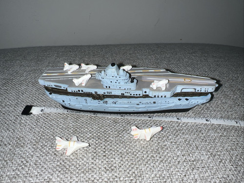 U.S. Navy Aircraft Carrier with Brass Latch & Hinge Container Box - Picture 1 of 5
