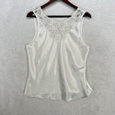 Cinema Etoile Tank Top Womens Large Ivory Satin Lace 80s 90s Vintage Sleeveless