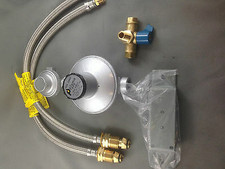 2 X LPG CYLINDERS PIGTAIL HOSE 3 WAY CONNECTOR WITH VALVE GAS REGULATOR 250MJ