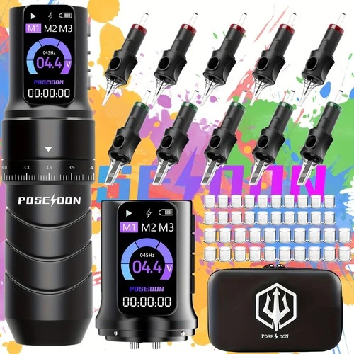 POSEIDON Wireless Tattoo Pen 2.4-4.2mm Stroke 2300mAh Digital Screen video thumbnail