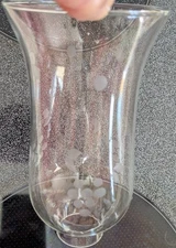 Hurricane Oil Lamp Clear Etched Glass Grapes Chimney Globe 6.75" T x 1.5" Fitter