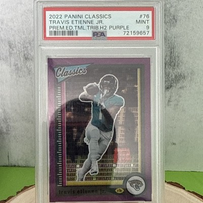Panini 2022 Classics Travis Etienne Jr Timeless Tributes Purple #76 /50 PSA 9