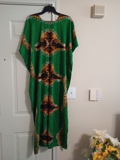 African Dera Kaftan Dress Tie Dye One Size Multi Color