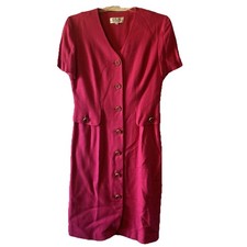 Vintage Talbots Depeche Pink secretary dress 80s short sleeve button Retro Chic
