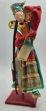 Vintage Handmade Chinese Opera Doll on Stand 10' Tall