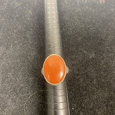 Large Coral Sterling Silver Open Back Ring Size 7