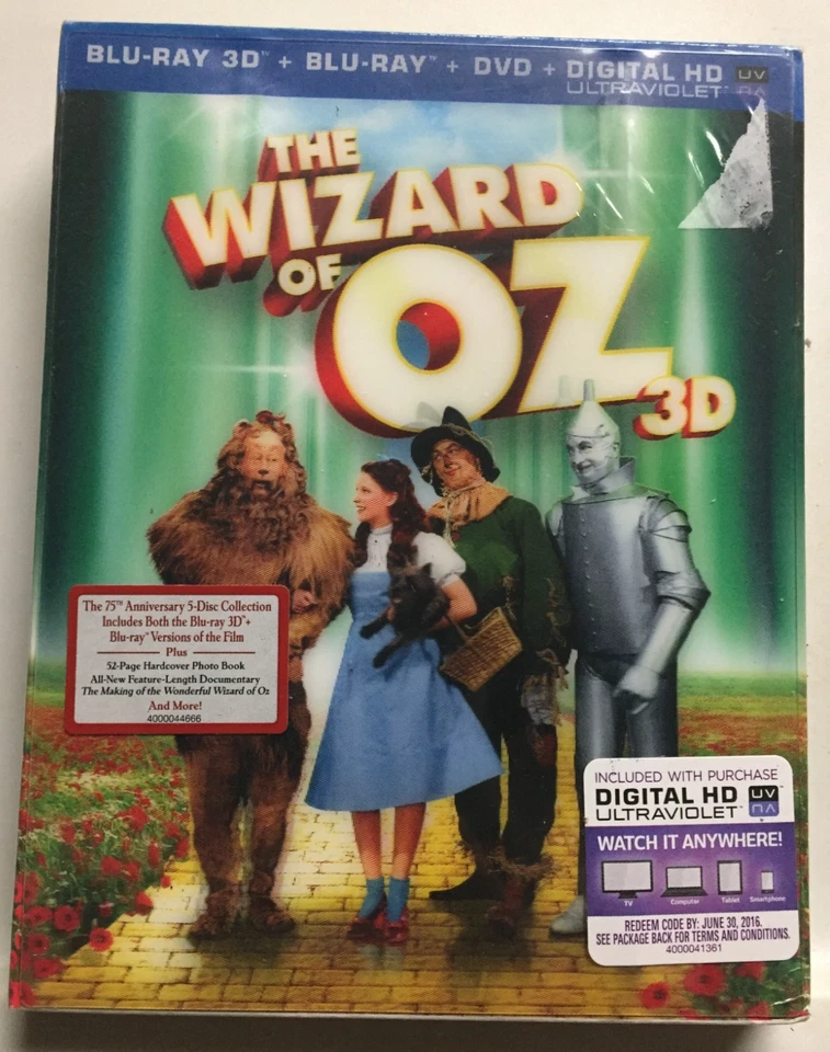 The Wizard of Oz 3D & 2D [1939](Blu-ray/DVD, 2013,5-Disc) Lenticular Slip & Book - Image 2 of 4