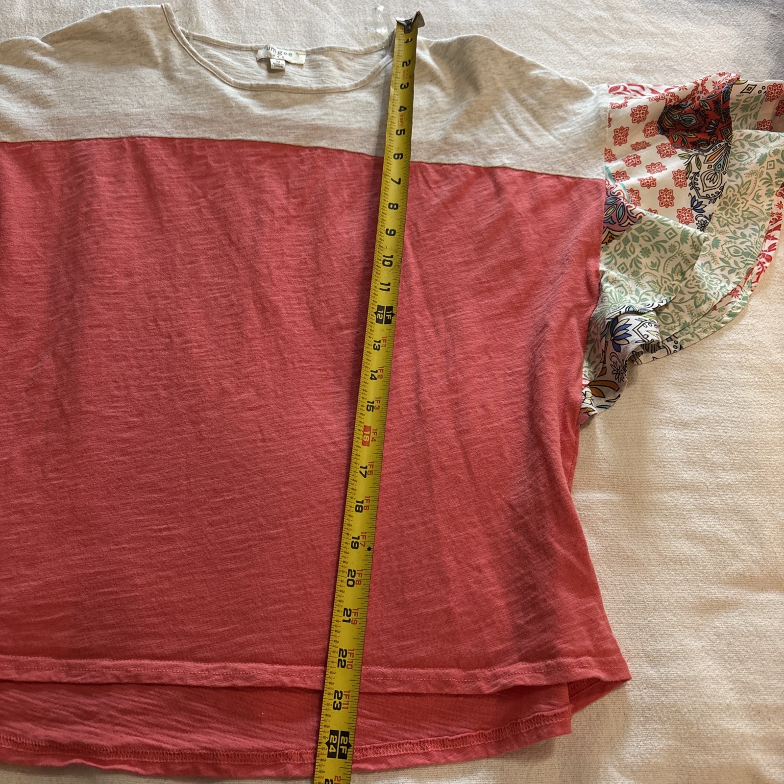 Umgee Boho Top Orange Patchwork Flutter Sleeves P… - image 3