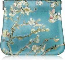 Squeeze Coin Purse, PU Leather Coin Pouch Change Holder for Woman Blossom 