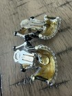 Vintage Linda Joyce Signed Black and Clear Rhinestone Clip On Earrings — photo 5