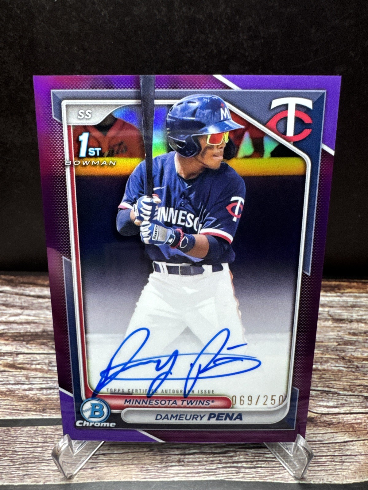 2024 Bowman Chrome Dameury Pena Prospect Purple Refractor Auto /250 #CPA-DPE