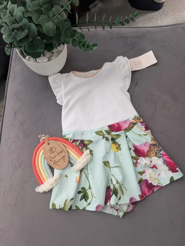 New Ted Baker Baby Girls Playsuit Floral Summer Bows Floaty 12-18m Gift Spring - Image 3 of 4