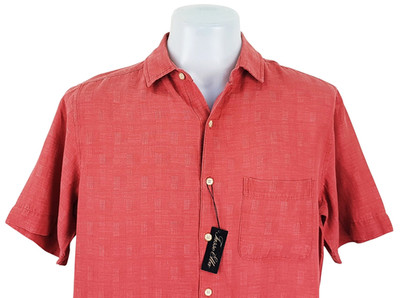 TASSO ELBA ISLAND Herren SEIDE/LEINEN hellrot S/S ABENDHEMD - M - 46'' - UVP 65£