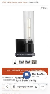 Progress Lighting Clarion Black/Clear Glass Wall Sconce P300299-031
