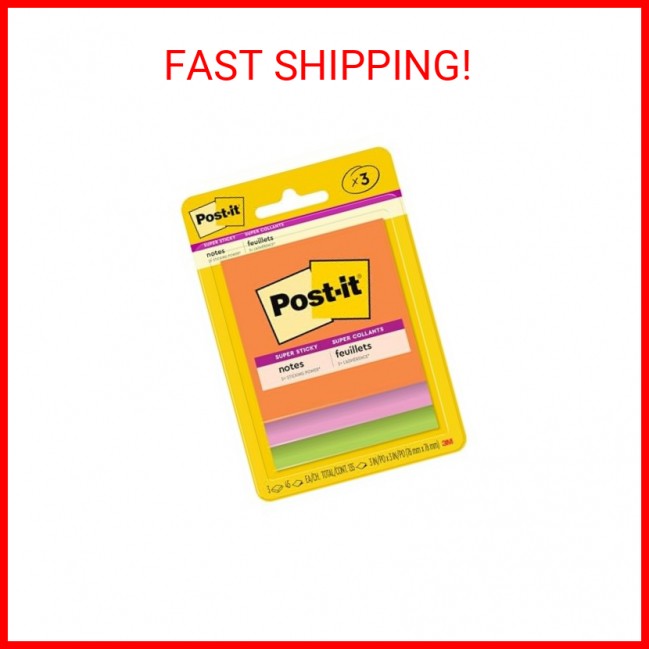 Super Sticky Notes 3x3 Inch 3-Pack for School and Office Use  -image