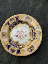 Signed Royal Worcester side plate. only Cobalt blue Hand Painted Good condition 
