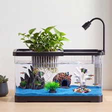 3/4.5/5.5 Gallon Fish Tank Starter Kit w/Filter Light, Plastic Fish Tank