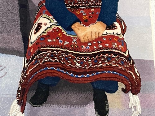 Amazing Wool Rug Tapestry Wall Hanging OLD MAN TABLEAU 27”x18” - Picture 5 of 16