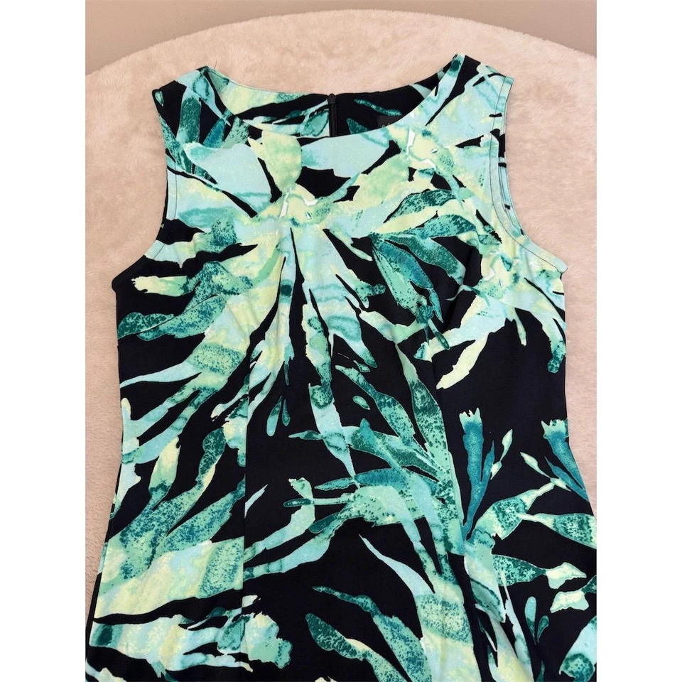 Connected Women's Green Floral Sleeveless Sheath Dress Size 8 Casual - Image 2 of 4