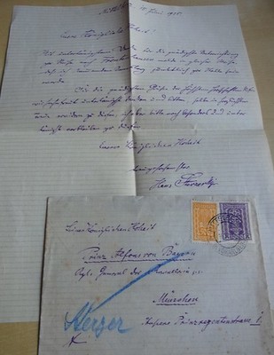 Brief MITTELBERG (Vorarlberg) 1925: Major Hans STERZER an Alfons von BAYERN