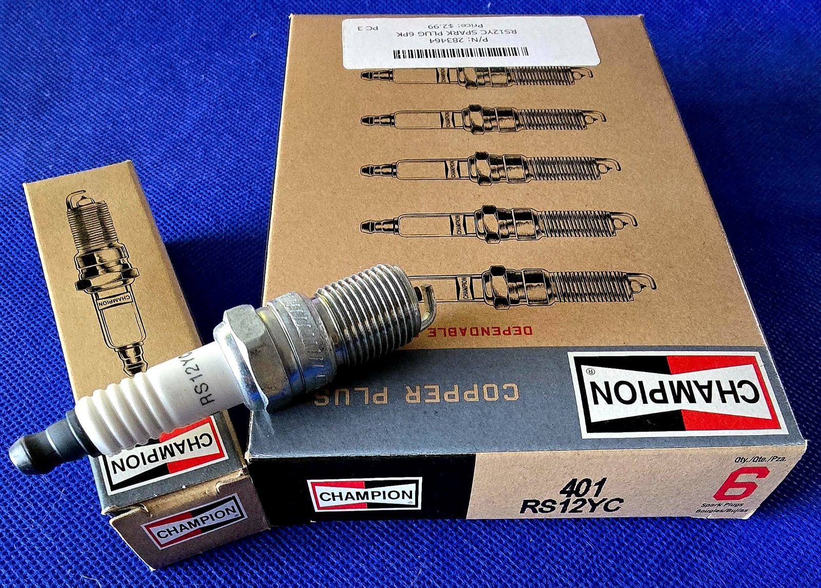 Champion Copper Plus Spark Plugs # 401 RS12YC Set of 6