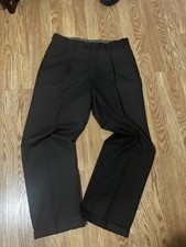 Angelo Rossi Men's Black Pleated Dress Pants Straight Leg Size 40 Button Accent