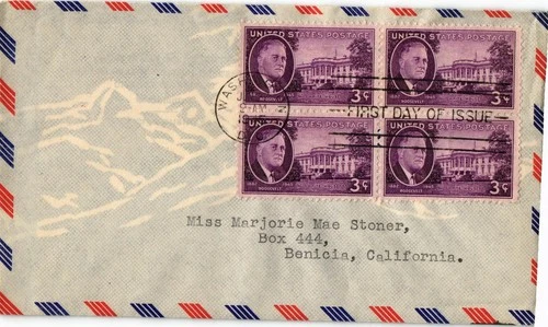 Dr Jim Stamps First Day Roosevelt & White House Block Rockmont Sky Mail Cover